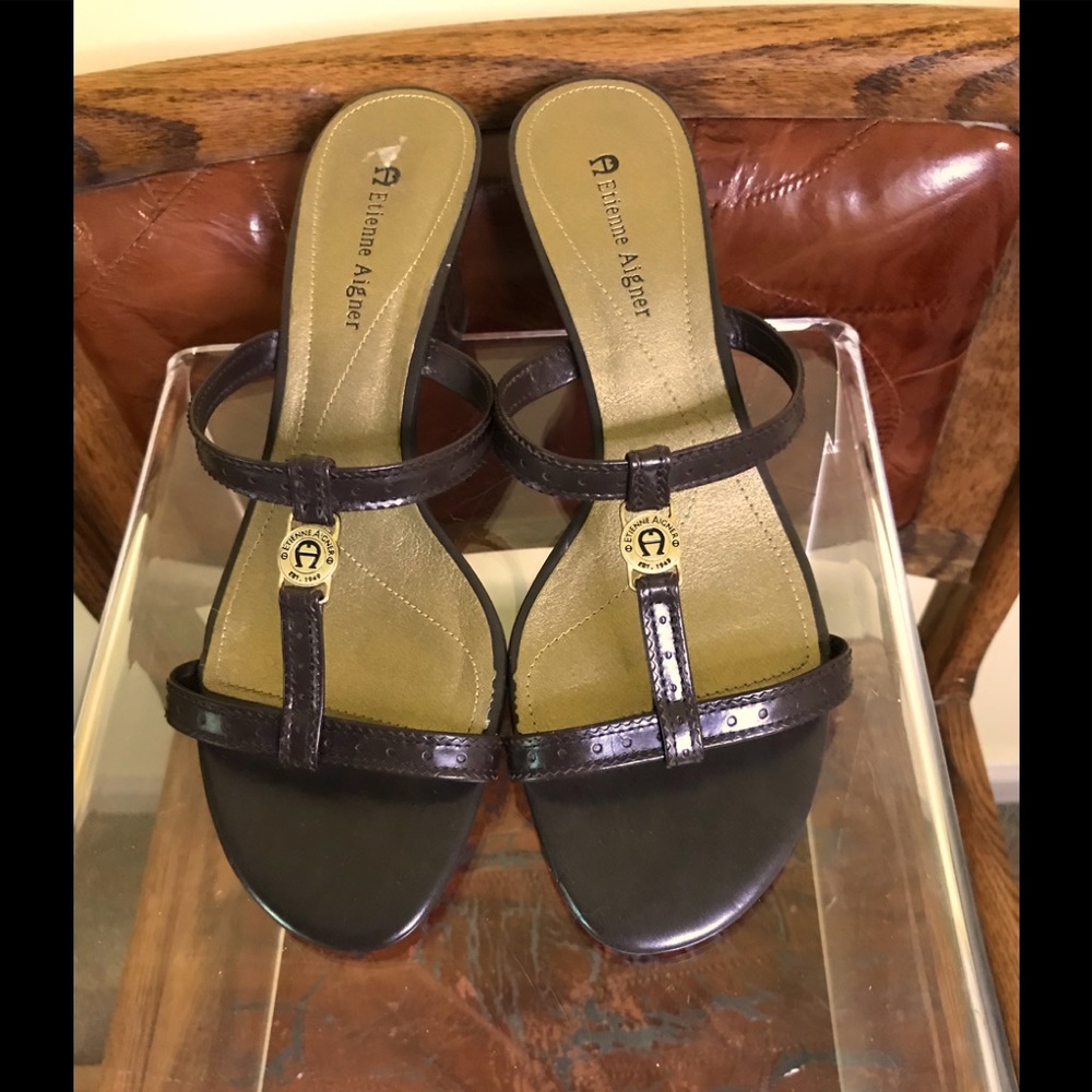 Etienne Aigner Chocolate Strappy Sandal w/3” Heel